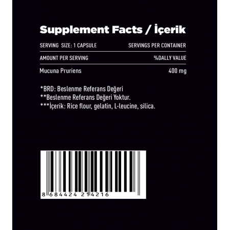 Zeus Nutrition Spektrumlu Mucuna Pruriens 400 mg 60 Kapsül