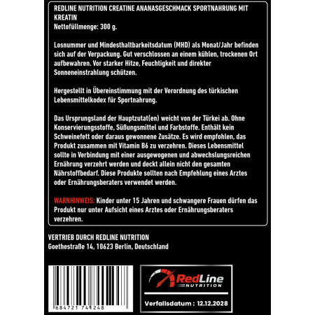 Redline Nutrition RPM Creapure Kreatin 300gr 