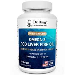 DR.BERG Omega-3 Cod Liver Fish Oil DHA EPA 60 Softgels