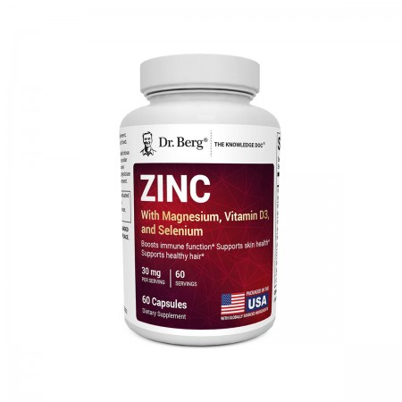 DR.BERG Zinc with Magnesium, Vitamin D3, and Selenium – 30 mg of Zinc – 60 vegetable capsules