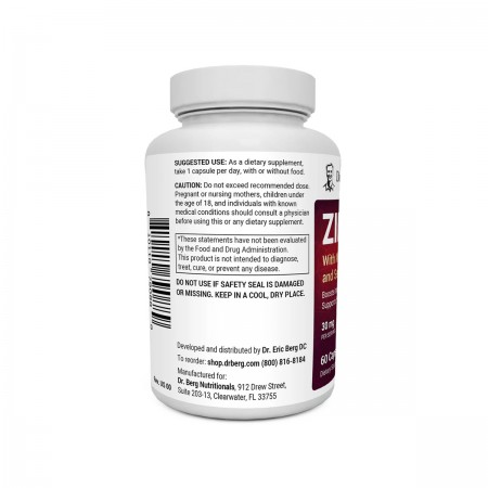 DR.BERG Zinc with Magnesium, Vitamin D3, and Selenium – 30 mg of Zinc – 60 vegetable capsules