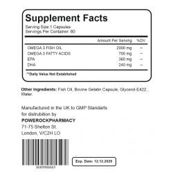 Powerock Omega-3 Cod Liver Fish Oil DHA EPA 30 Softgels