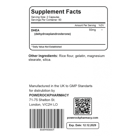 Powerock DHEA 100 mg 60 Capsules