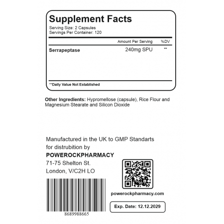 Powerock Serrapeptase 120 Kapsül