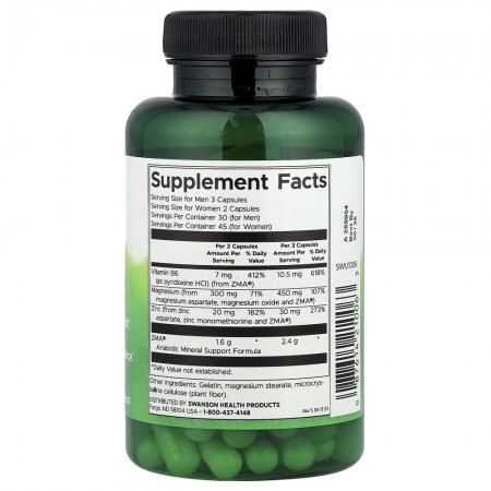 Swanson Vitamins ZMA Anabolic Mineral Support 90 Capsules
