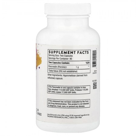 Thorne, Pancreatic Enzymes 180 Capsules (500 mg per Capsule)