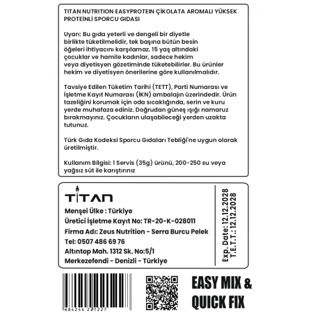Titan Premium Easy Protein 34g x 12 Adet