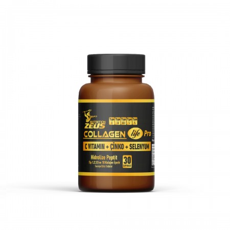 Zeus Nutrition Collagen Life 5 Tip Kolajen Tip 1, Tip 2, Tip 3, Tip 5 ,tip 10, ( Selenyum , C Vitamini Ve Çinko ) 30 Kapsül