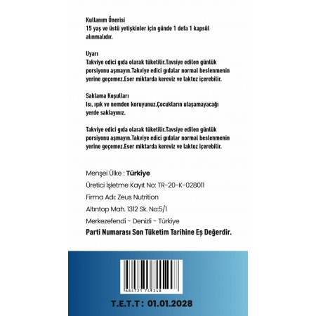 Zeus NutritionCystone 60 Kapsül Böbrek Koruyucu