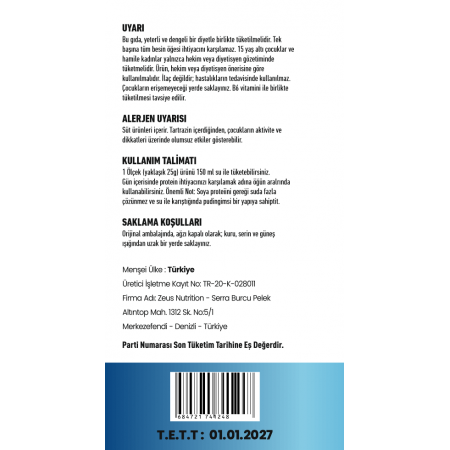 SOYA PROTEIN ( VEGAN PROTEİN KAYNAĞI ) Zeus Nutrition 400gr