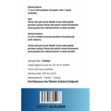 Zeus Nutrition Medan 60 Kapsül