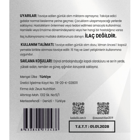 Tudca Zeus Nutrition 500mg 60 Kapsül